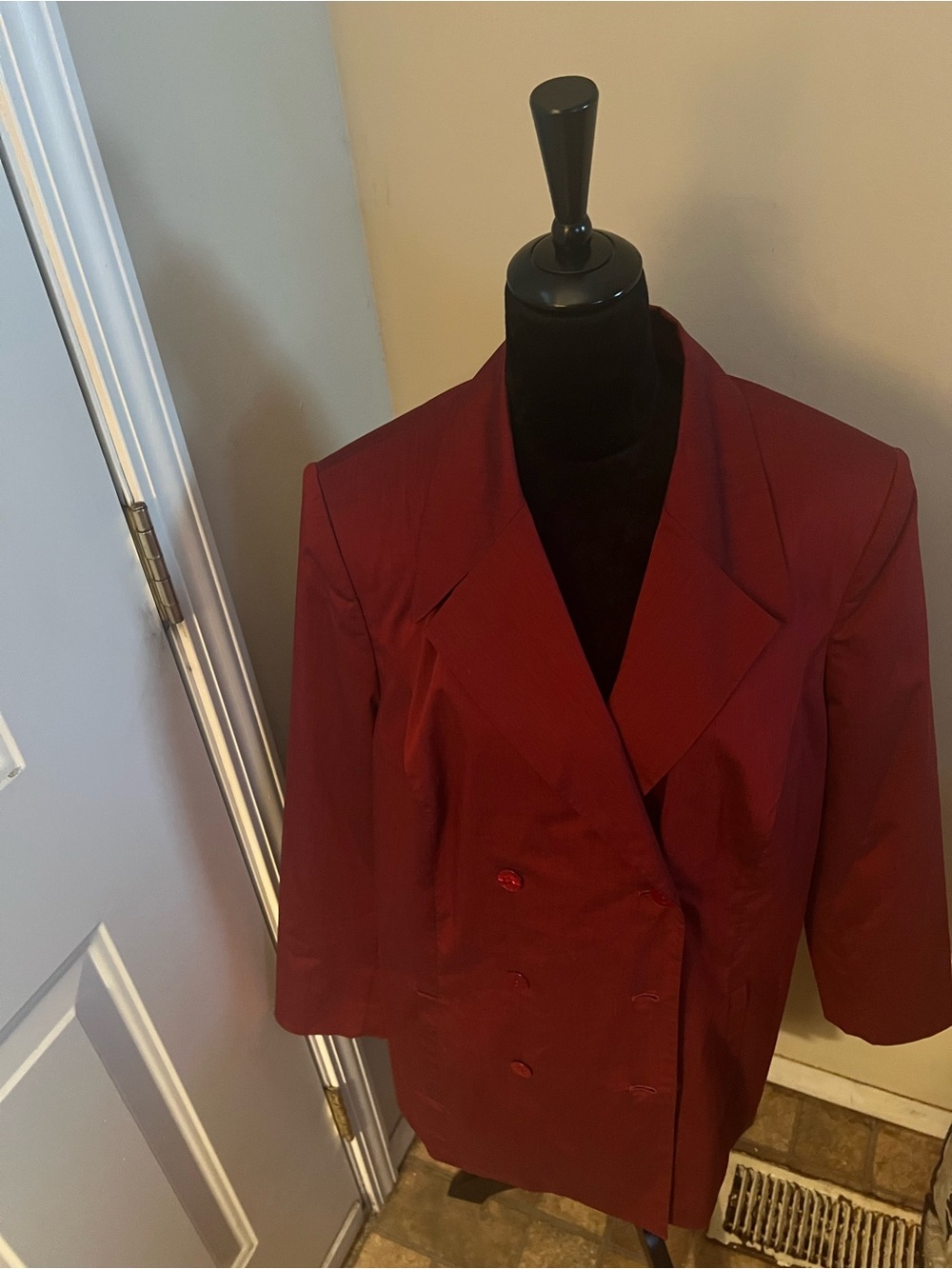 Lord & Taylor Women's Double-Breasted Deep Red Blazer / skirt suit set
